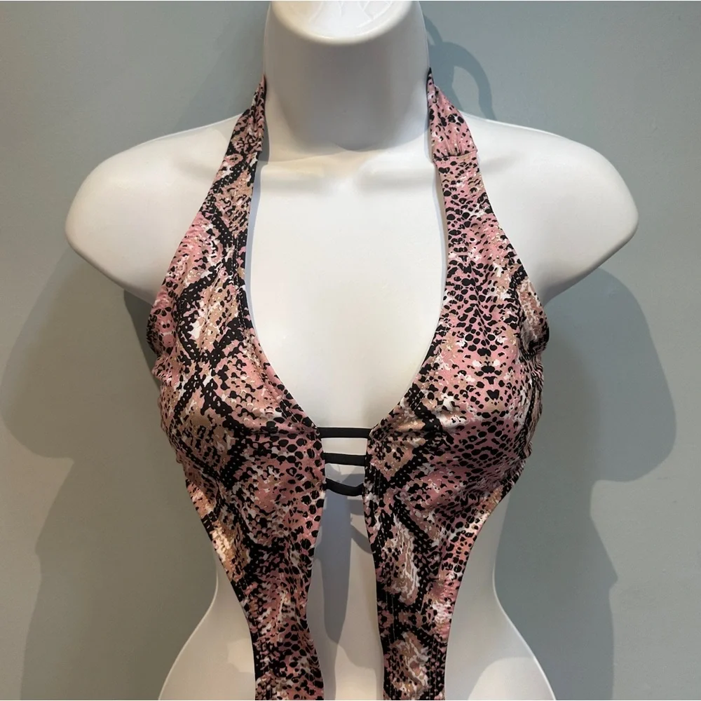Yandy Pink Black Snakeskin Onepiece Monokini Swimsuit Medium